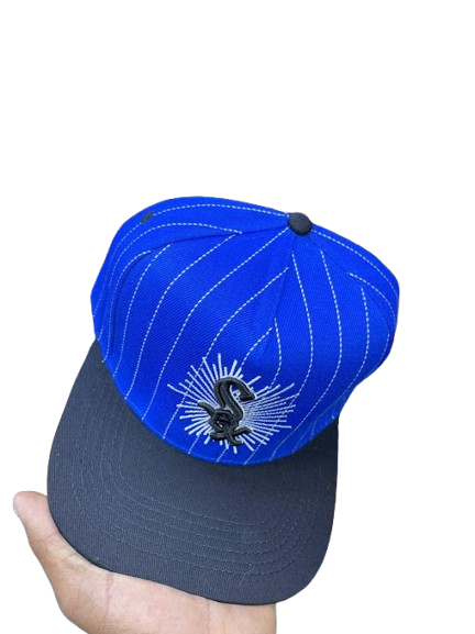 Chicago White Sox Pinstripe Sunburst Snapback Hat – Royal Blue & Black